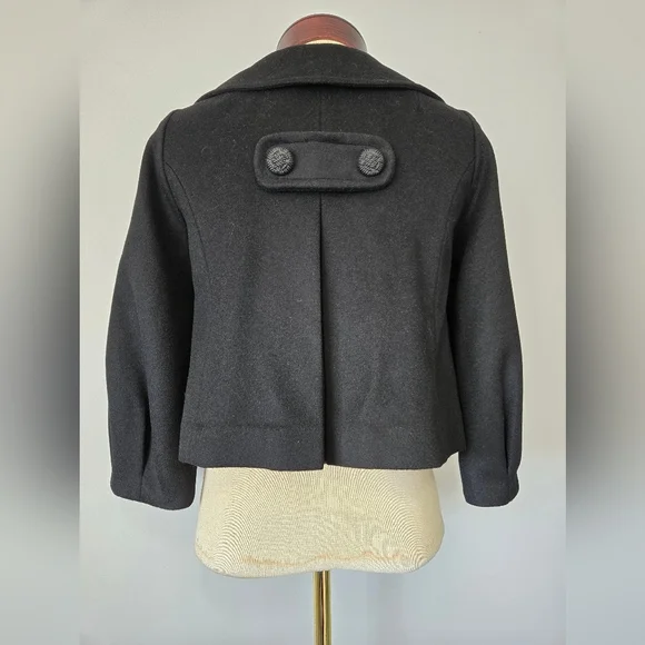 TOBIAS NWT 100% Wool Cropped Black Women's Jacket. Size 2 - Picture 6 of 16